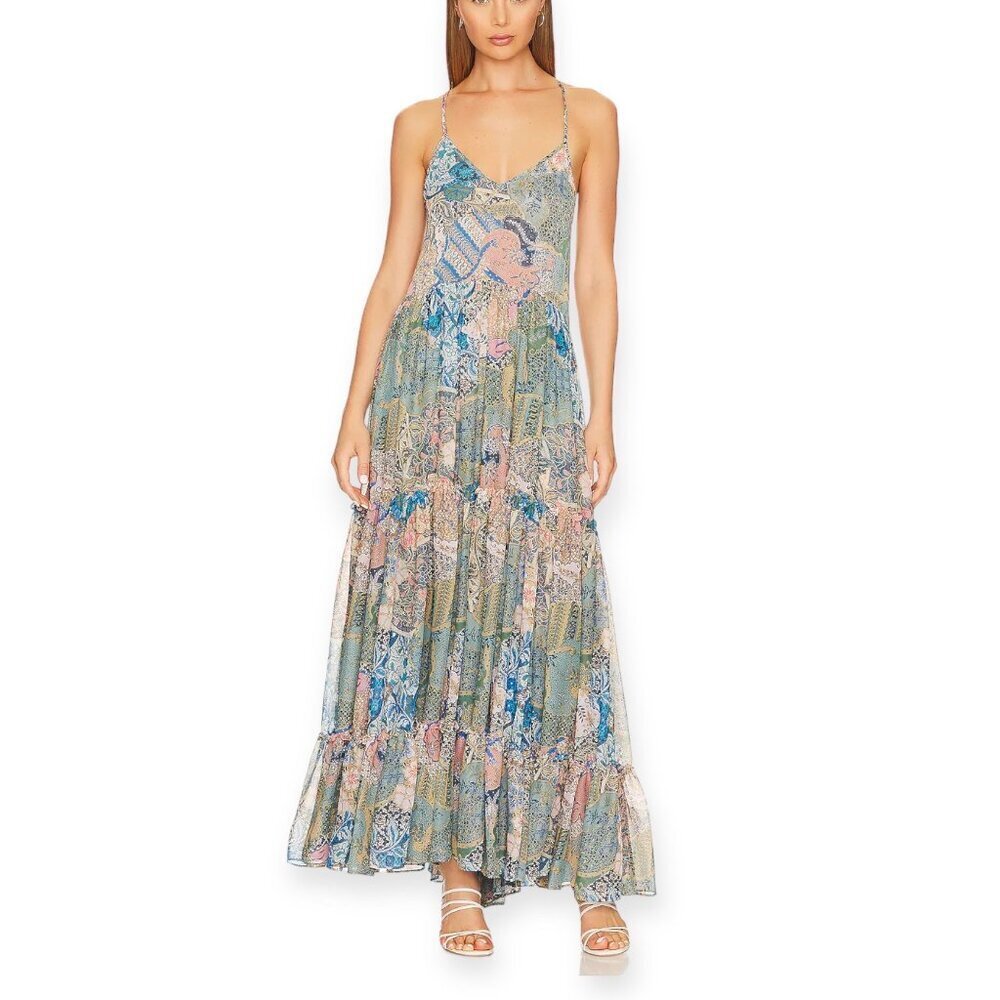 Misa Kali Dress In Blue Print, Maxi dress, Size XS, New, with tag‎